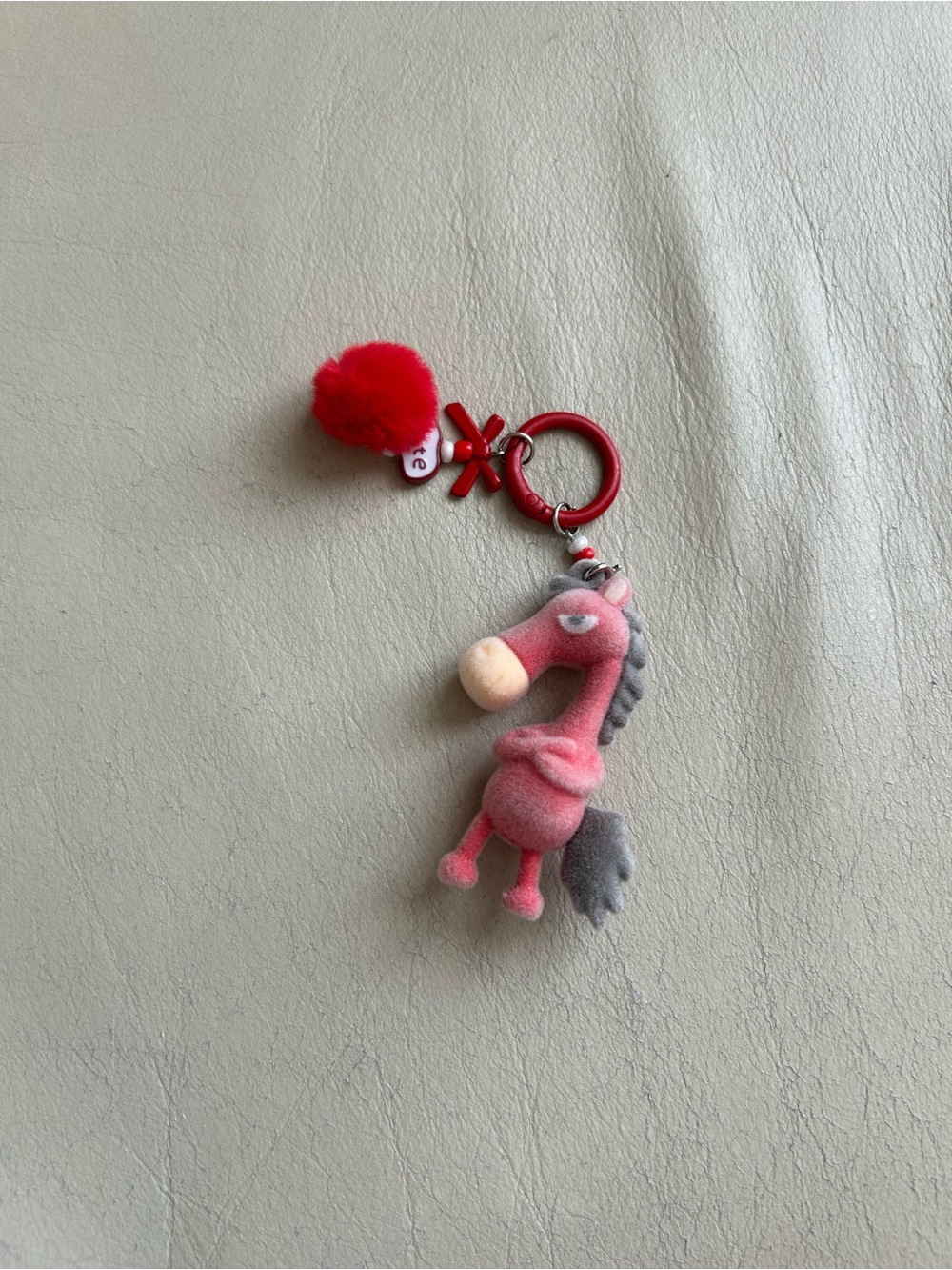 Plush Pink Horse Keychain Charm